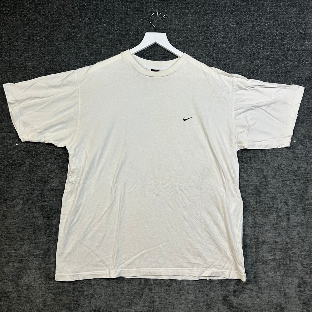 Vintage Nike T-Shirt Men's White Crew Neck Short Sleeve Classic Sports - XL